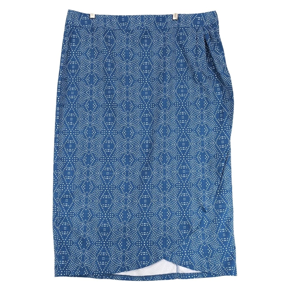 RipSkirt Hawaii Blue Wrap Midi Skirt Sz XL Paia Maui Geometric Beach Travel Boho
